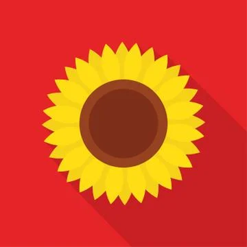 Sunflower icon with long shadow Stock Illustration