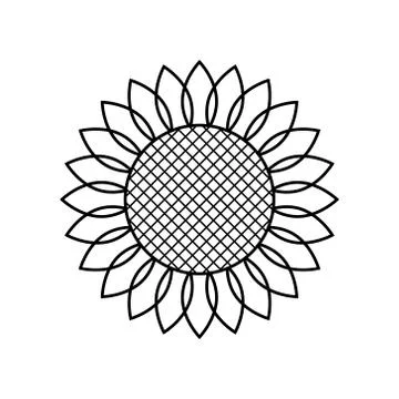 Sunflower icon. Vector illustration. Simple style. Black element outline on Illustrazione stock