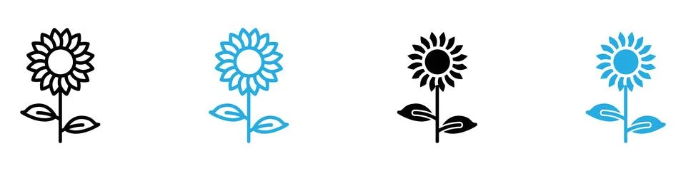 Sunflower icon vector set collection for web Stock Illustration