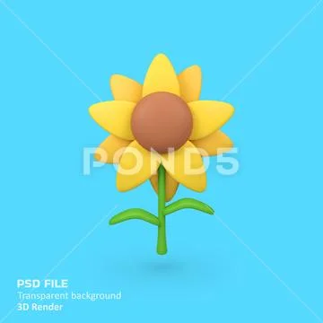 Sunflower isolated 3d render icon illustration PSD Template