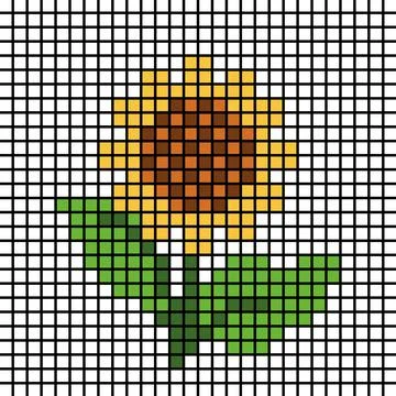 Sunflower mosaic tile pattern. Pixel sunflower image. Vector Illustration of  Stock Illustration