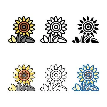 Sunflower nut color icon vector variants Stock Illustration