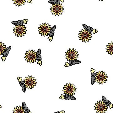 Sunflower nut vector seamless pattern Illustrazione stock