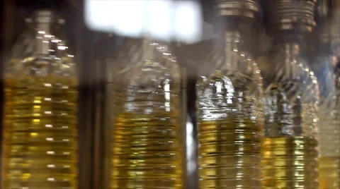 Sunflower oil in the bottle Stock Footage 1065161