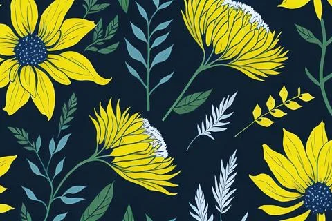 A sunflower pattern with different colored petals on a dark background 스톡 사진
