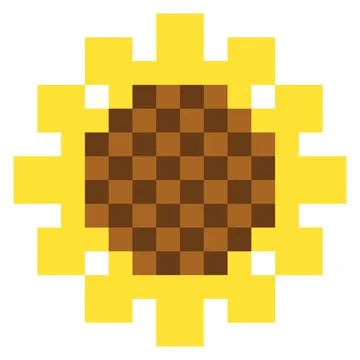 Sunflower pattern. Pixel sunflower image. Vector Illustration of pixel art. Stock Illustration