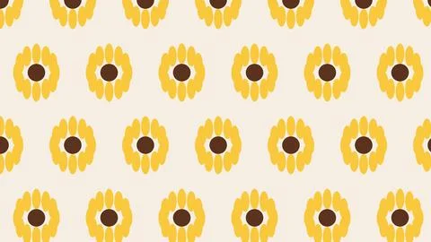 Sunflower pattern with yellow petals and brown centers repeating seamless b.. Stock Illustration