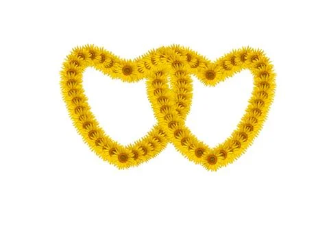 Sunflower petals in heart symbol Stock Photos