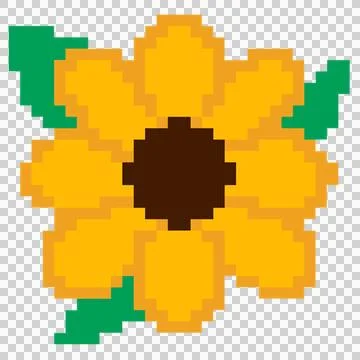 Sunflower pixel art Stock Illustration