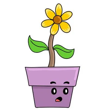Sunflower plants thrive in pots Stock Illustration