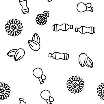 Sunflower Products Vector Seamless Pattern Stock Illustration