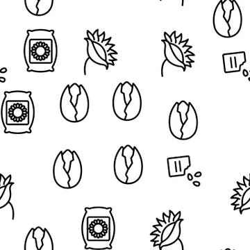 Sunflower Products Vector Seamless Pattern Illustrazione stock
