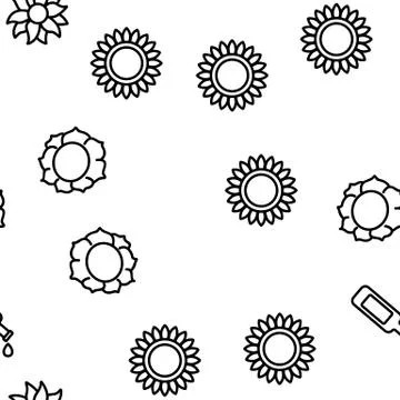 Sunflower Products Vector Seamless Pattern Illustrazione stock