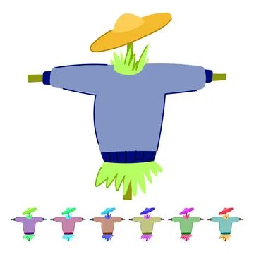Sunflower scarecrow vector cartoon graphic Stock Illustration