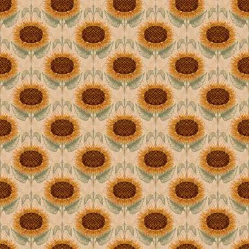Sunflower seamless Modern pattern. fabric background. Floral hand draw textil Stock Illustration