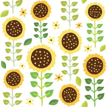 Sunflower seamless pattern Stock Illustration