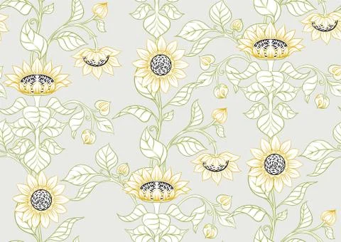 Sunflower. Seamless pattern Stock Illustration