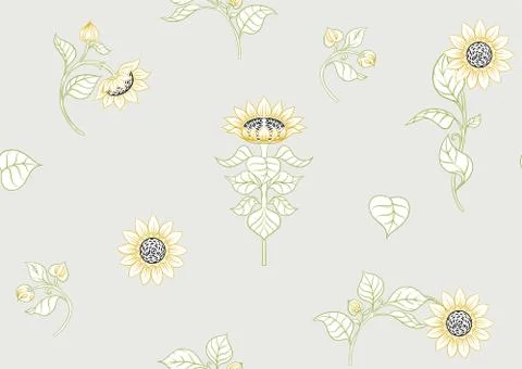 Sunflower. Seamless pattern Stock Illustration