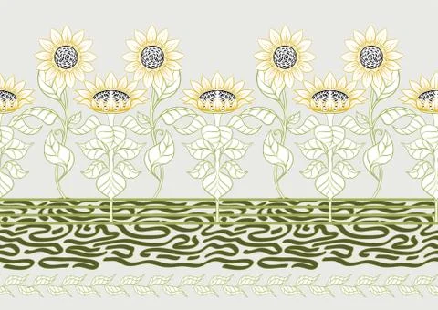 Sunflower. Seamless pattern Stock Illustration