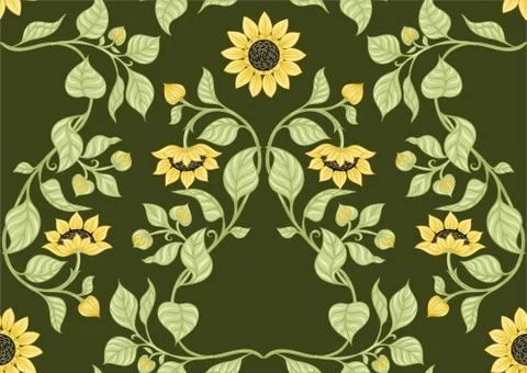 Sunflower. Seamless pattern Stock Illustration