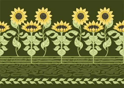 Sunflower. Seamless pattern Illustrazione stock