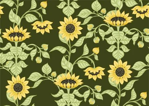 Sunflower. Seamless pattern Stock Illustration