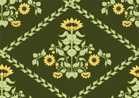 Sunflower. Seamless pattern Stock Illustration
