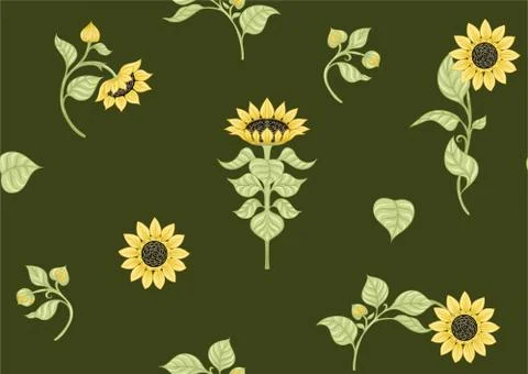 Sunflower. Seamless pattern Stock Illustration