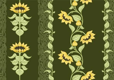 Sunflower. Seamless pattern Stock Illustration
