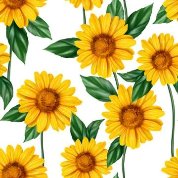 Sunflower seamless pattern Stock Illustration