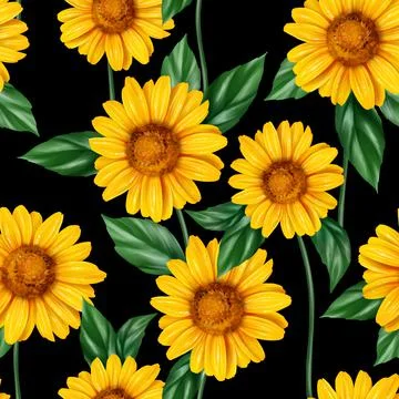 Sunflower seamless pattern Stock Illustration
