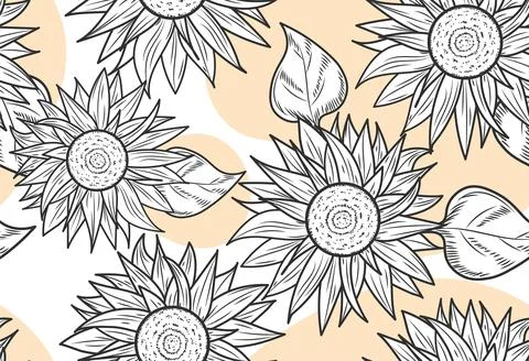 Sunflower seamless pattern Stock Illustration