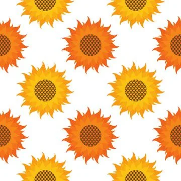 Sunflower seamless pattern Stock Illustration