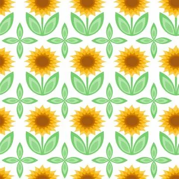 Sunflower seamless pattern. Vector illustration. Illustrazione stock