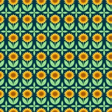 Sunflower seamless pattern. Vector illustration. Stock Illustration
