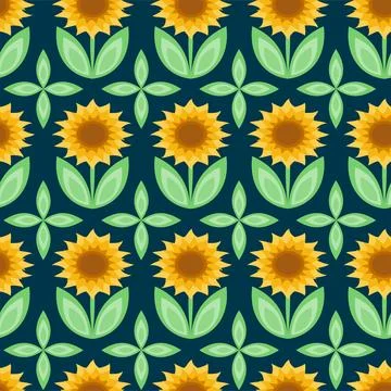 Sunflower seamless pattern. Vector illustration. Stock Illustration