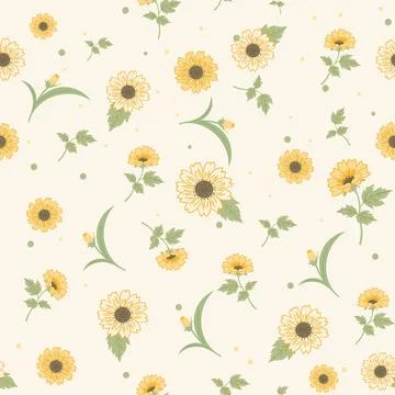 Sunflower seamless pattern vector for textile fabric and wallpaper design. Stock Illustration