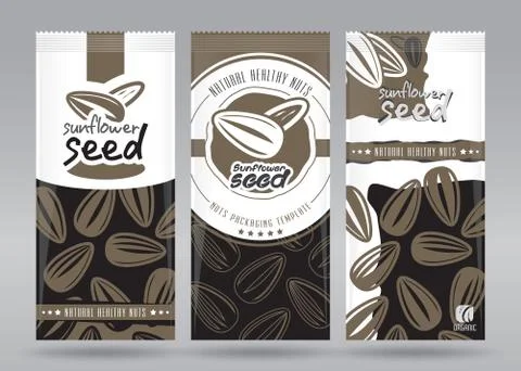 Sunflower seed packaging set Stock Illustration