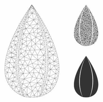 Sunflower Seed Vector Mesh 2D Model and Triangle Mosaic Icon Stock Illustration