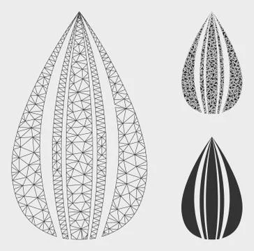 Sunflower Seed Vector Mesh Carcass Model and Triangle Mosaic Icon Stock Illustration