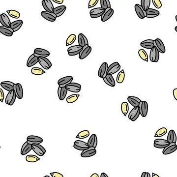 Sunflower seed vector seamless pattern Stock Illustration