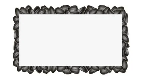 Sunflower seeds for an advertising banner. Rectangular vector frame template Stock Illustration