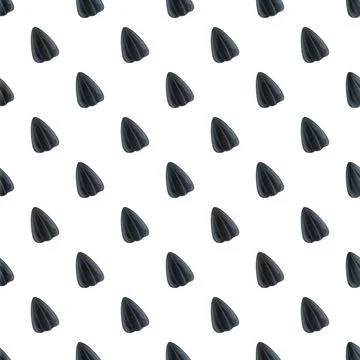 Sunflower seeds creating repeating pattern on white background Stock Illustration