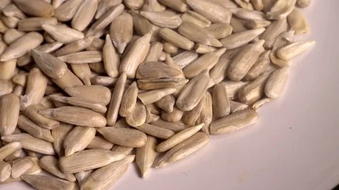 Sunflower seeds, overhead, CU Stock Footage 77381733