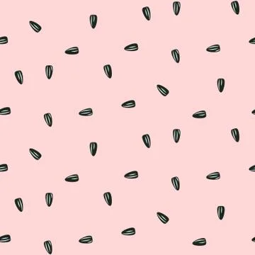 Sunflower seeds seamless vector pattern on pink background. Stock Illustration