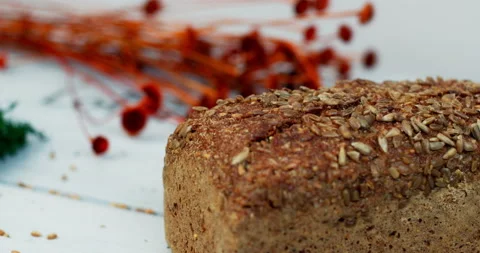Sunflower seeds sourdough bread Stock Footage 234824401