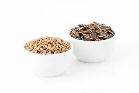 Sunflower seeds two ways Stock Photos