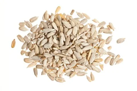 Sunflower seeds on white Stock Photos
