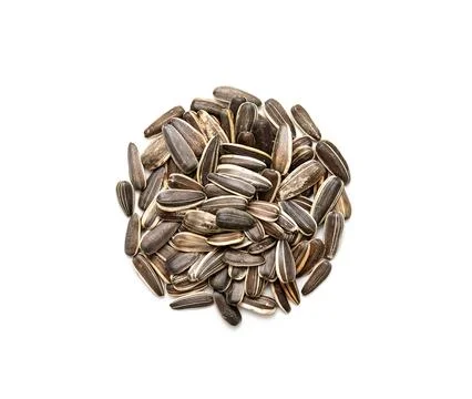 Sunflower seeds on white Stock Photos
