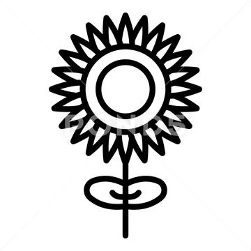 Sunflower with a stem icon, outline style Stock Illustration